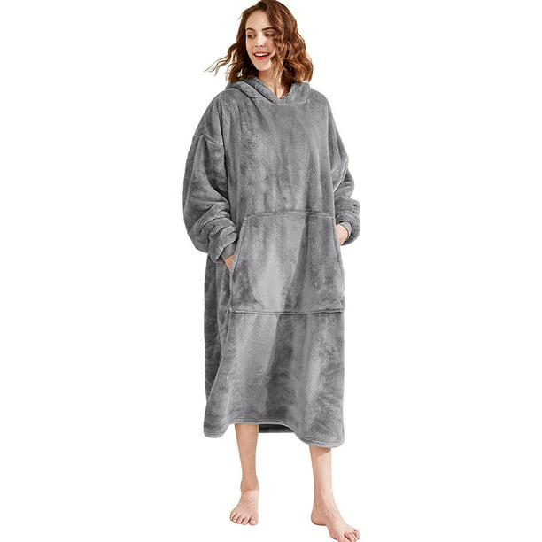 Details about   Wearable Blanket Hoodie Sweatshirt Nightwear Fluffy Teens Hooded Blanket